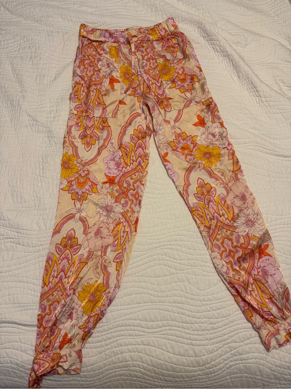 Zara Pink & Yellow Floral Printed Trousers